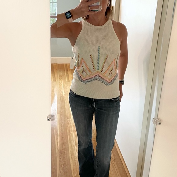 Anthro Sunrise Embroidered Sweater Tank - Picture 6 of 13